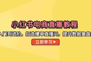 （14873期）小红书电商直播教程，从入门到进阶，打造爆单直播间，提升数据复盘能力