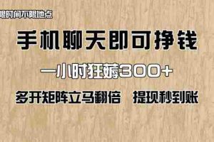 （14312期）手机聊天即可赚钱，一小时狂薅300+！多开矩阵立马翻倍，提现秒到账！（…