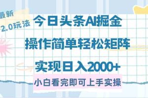 （14506期）今日头条最新2.0玩法，思路简单，复制粘贴，轻松实现矩阵日入2000+