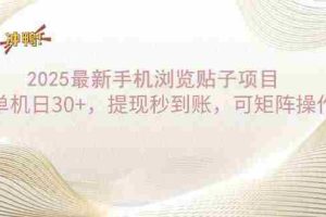 （14197期）2025手机浏览帖子单机日30+，提现秒到账，可矩阵操作