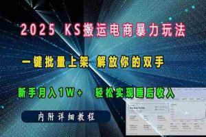 （13824期）ks搬运电商暴力玩法   一键批量上架 解放你的双手    新手月入1w +轻松…