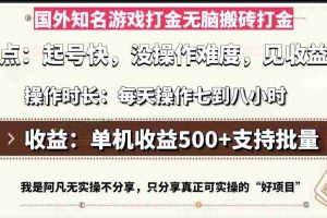 （13307期）国外知名游戏打金无脑搬砖单机收益500，每天操作七到八个小时