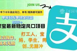 (12563期)下半年最新风口项目,支付宝最稳定玩法,0成本无脑操作,最快当天提现…