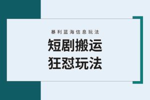 （9558期）【蓝海野路子】视频号玩短剧，搬运+连爆打法，一个视频爆几万收益！附搬…