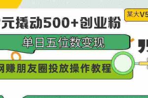 （9534期）99元撬动500+创业粉，单日五位数变现，网赚朋友圈投放操作教程价值5980！