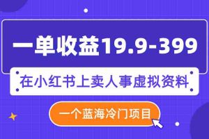 （7701期）一单收益19.9-399，一个蓝海冷门项目，在小红书上卖人事虚拟资料