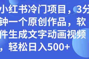 （7668期）小红书冷门项目，3分钟一个原创作品，软件生成文字动画视频，轻松日入500+
