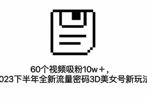 （7139期）60个视频吸粉10w＋，2023下半年全新流量密码3D美女号新玩法（教程+资源）