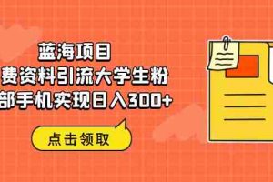 （6546期）蓝海项目，免费资料引流大学生粉一部手机实现日入300+