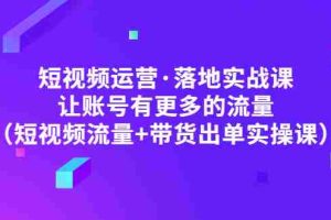 （4961期）短视频运营·落地实战课 让账号有更多的流量（短视频流量+带货出单实操）