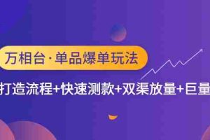 （4781期）万相台·单品爆单玩法，单爆打造流程+快速测款+双渠放量+巨量引爆