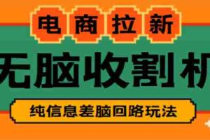 （4640期）【信息差项目】外面收费588的电商拉新收割机项目【全套教程】