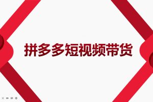 （3754期）2022风口红利期-拼多多短视频带货，适合新手小白的入门短视频教程