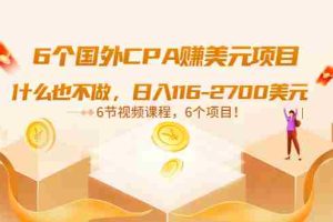 （3177期）6个国外CPA赚美元项目：什么也不做，日入116-2700美元（6节视频课）
