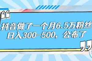 （2664期）抖音做了一个月6.5万粉丝，日入300-500，公布了！