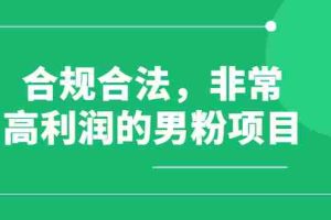 （2552期）合规合法，非常高利润的男粉项目（价值398元）