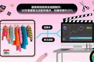 （15655期）服装类短视频全链路制作：30天掌握算法适配剪辑术，完播率提升25%