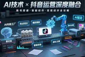 （15630期）AI技术与抖音运营的深度融合应用：涵盖账号搭建、内容创作、收益变现等