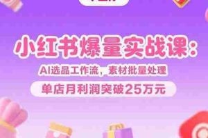 （15462期）小红书爆量实战课：AI选品工作流，素材批量处理，单店月利润突破25万元