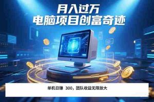 (15405期)最新电脑项目单机每天收益300+ 带有团队管道收益 可无限放大 月入过万…