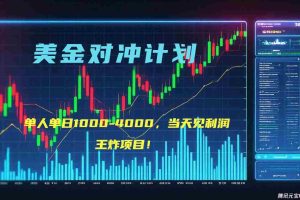 (15333期)2025年最暴力项目“美金先登计划”最新最强对冲战法,每日实际收益1K-4K