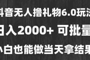 (15250期)最新风口暴力撸金技术,无人撸礼物,长期稳定 一天收益2000+,小白当天…