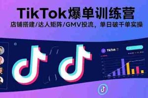 （15920期）TikTok爆单训练营，店铺搭建/达人矩阵/GMV投流，单日破千单实操