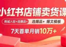 （15955期）小红书店铺卖货课：商城入驻+选爆品+爆文模板，7天首单月销10万+