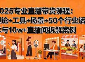（15988期）2025专业直播带货课程：理论+工具+场景+50个行业话术与10w+直播间拆解案例