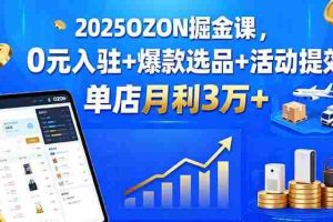 （15999期）2025OZON掘金课，0元入驻+爆款选品+活动提效，单店月利3万+