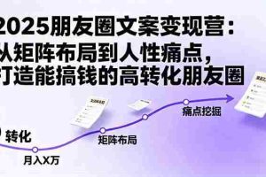 (16263期)2025朋友圈文案变现营:从矩阵布局到人性痛点,打造能搞钱的高转化朋友圈