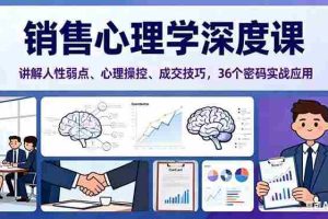 （16456期）销售心理学深度课，讲解人性弱点、心理操控、成交技巧，36个密码实战应用