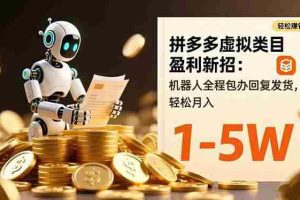 （16529期）拼多多虚拟类目盈利新招：机器人全程包办回复发货，轻松月入 1-5W